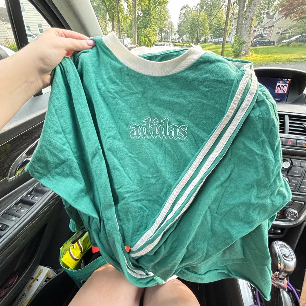 Vintage Adidas Green T-Shirt with White Trim